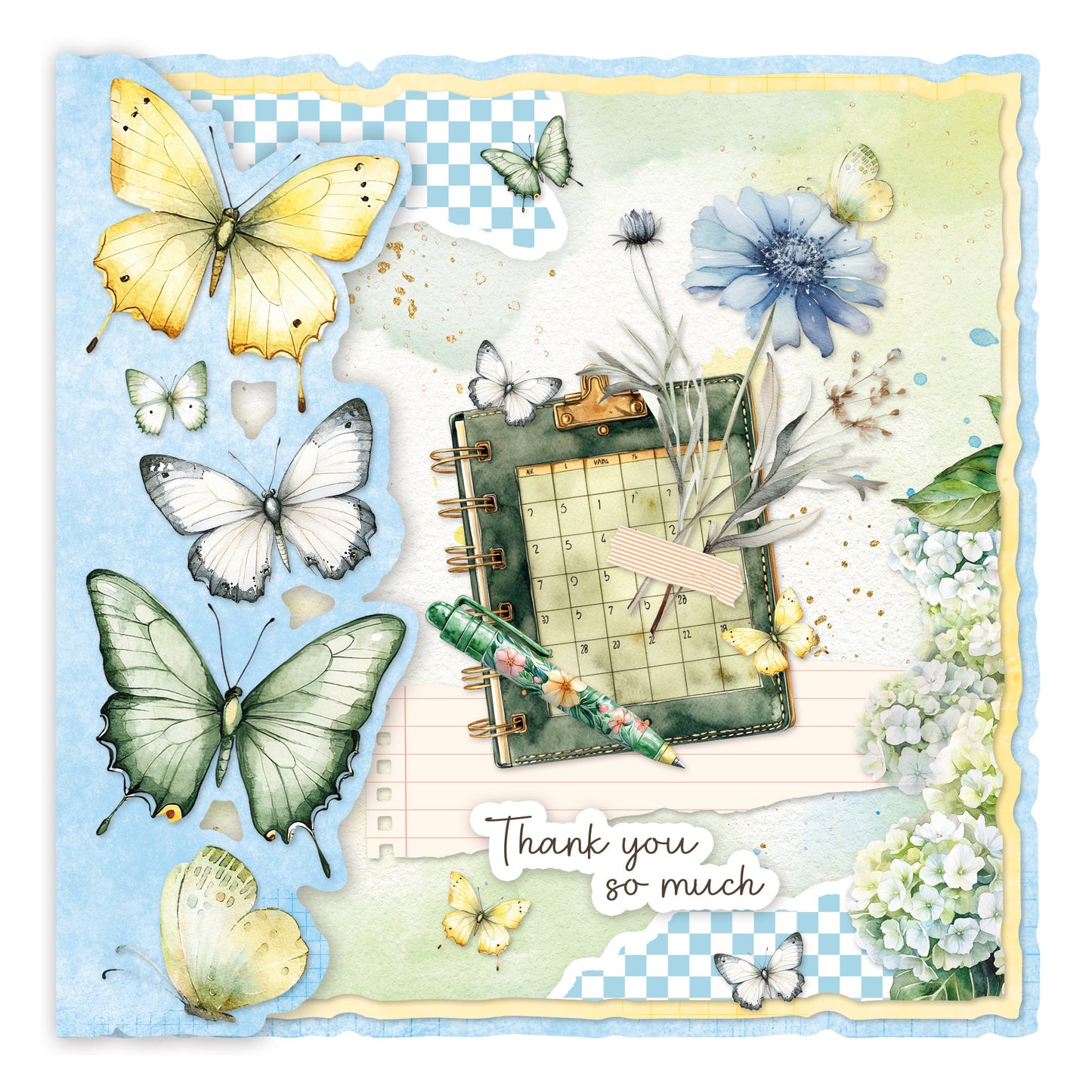 Studio Light Card making pad Butterflies Essentials 210x294x4mm 14 Sheets