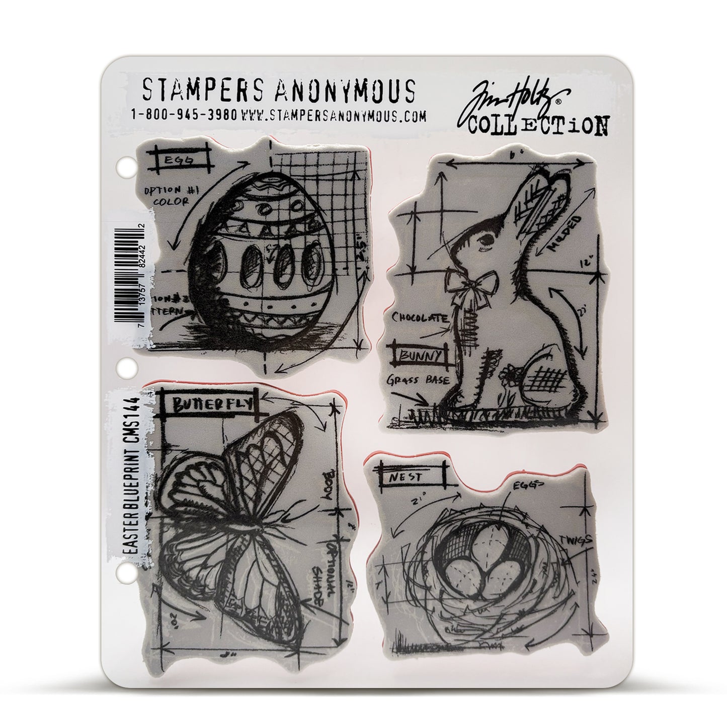 Stampers Anonymous Easter Blueprint Tim Holtz Cling Stamps