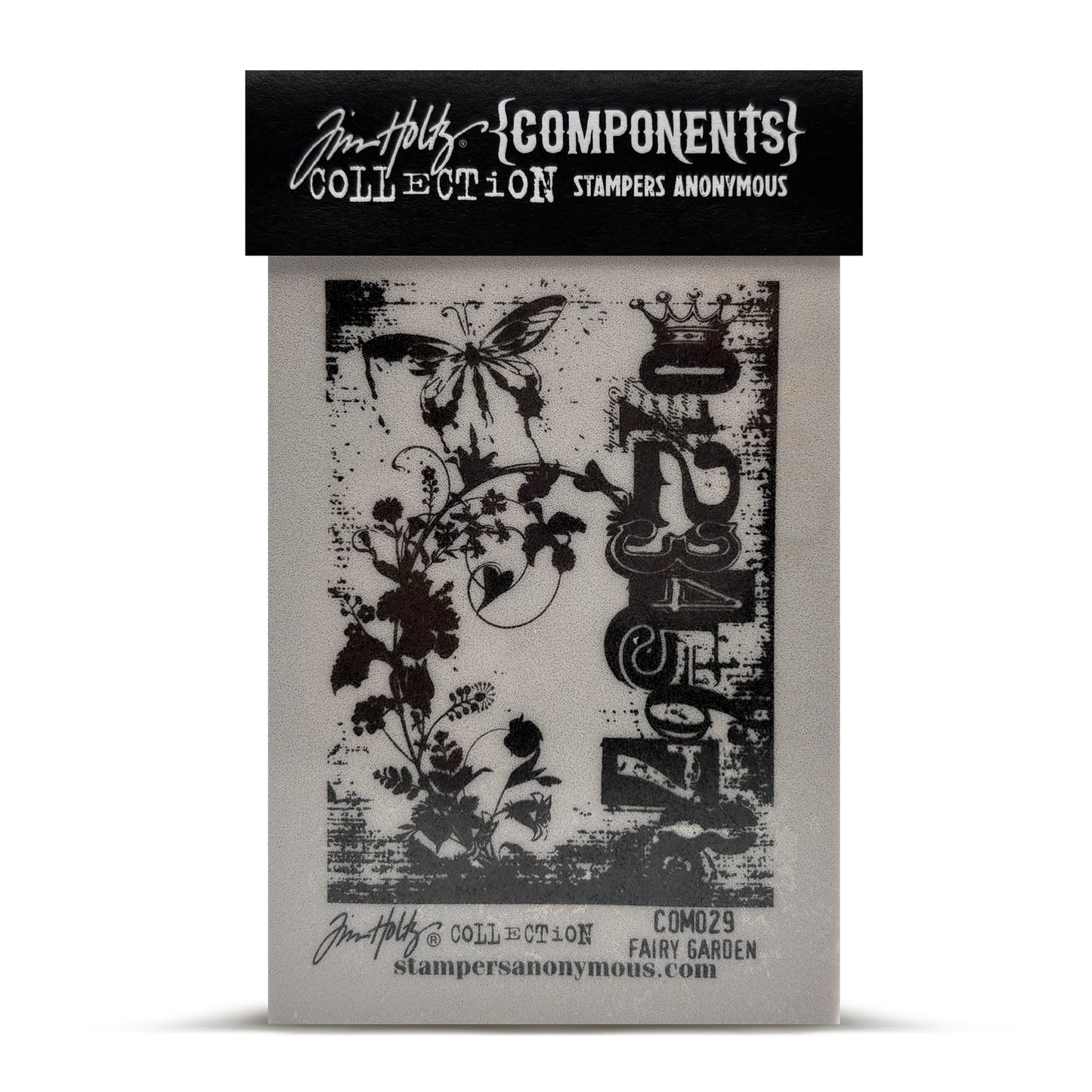 Stampers Anonymous Fairy Garden Tim Holtz Components Cling Mount Collage Stamp