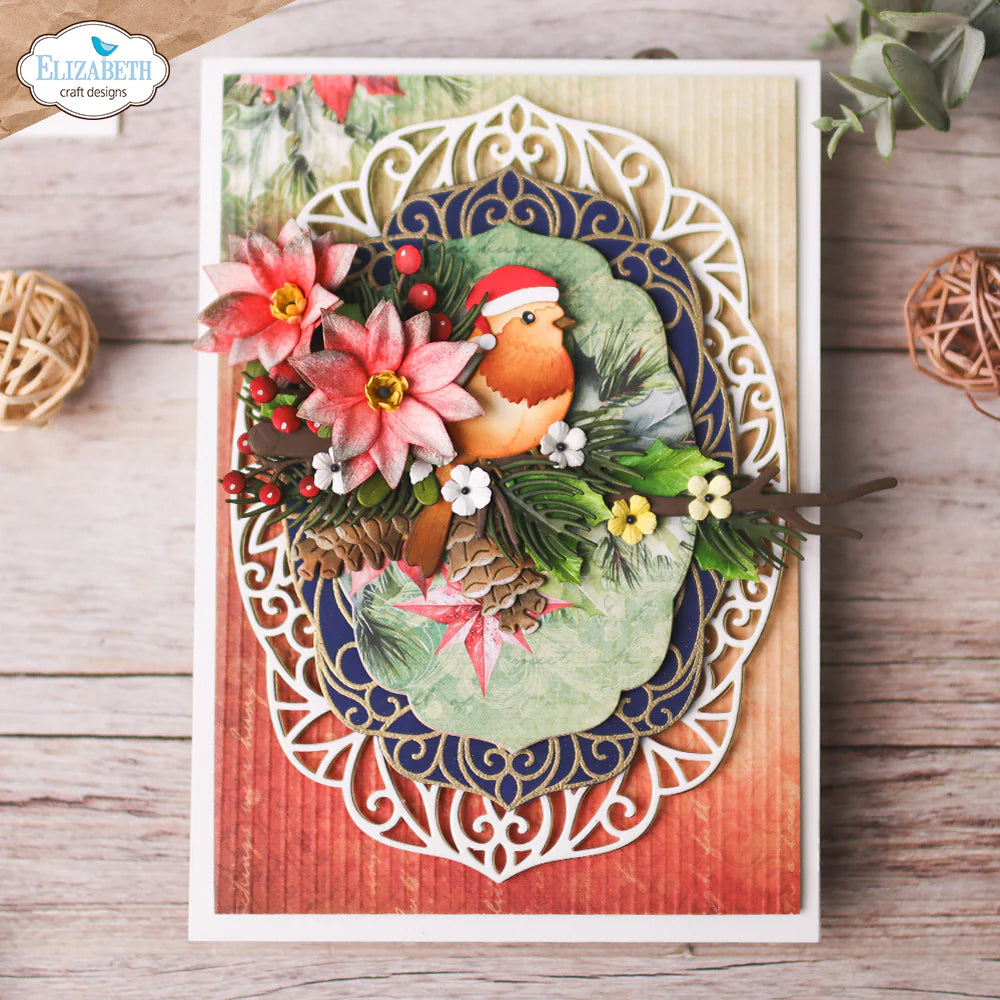 Elizabeth Craft Designs Festive Holly - Stamps Festive Holly Sentiments