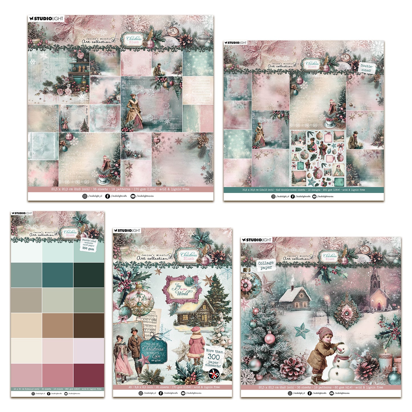 Studio Light Jenine's Mindful Art Christmas Blush Paper Pad Bundle