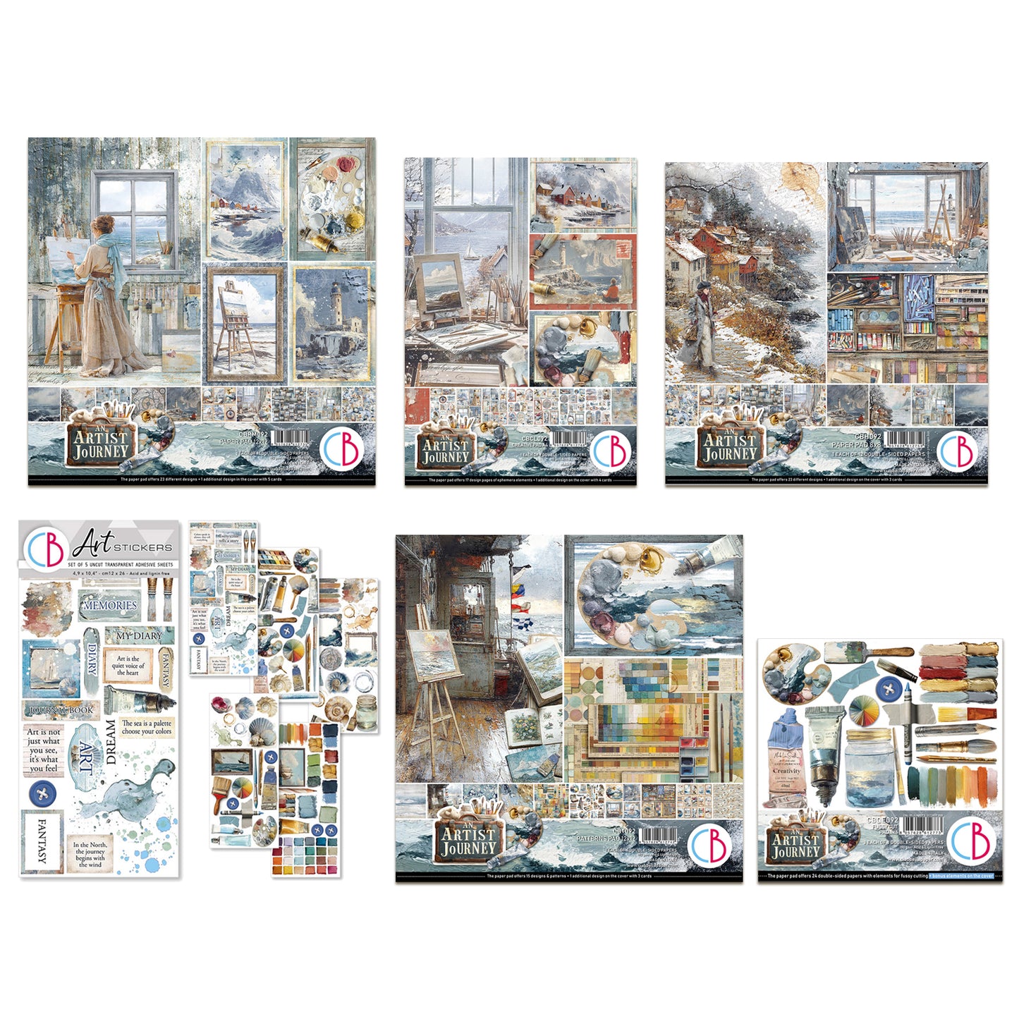 Ciao Bella An Artist Journey Paper Pad & Adhesive Sheets Bundle