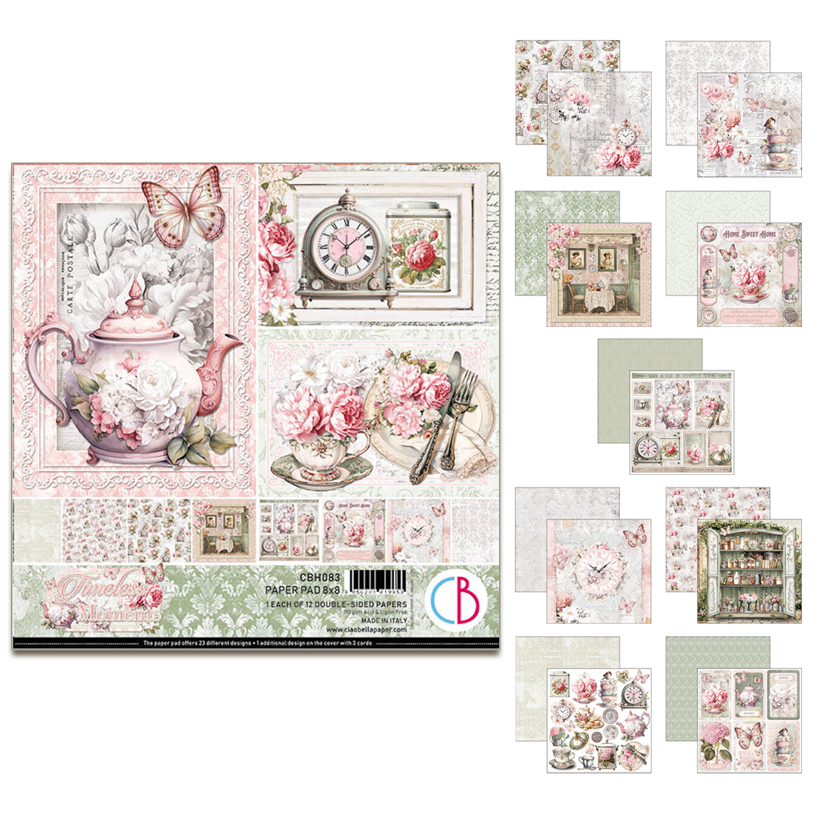 Ciao Bella Timeless Moments 8x8 Inch Paper Pad (12pcs)