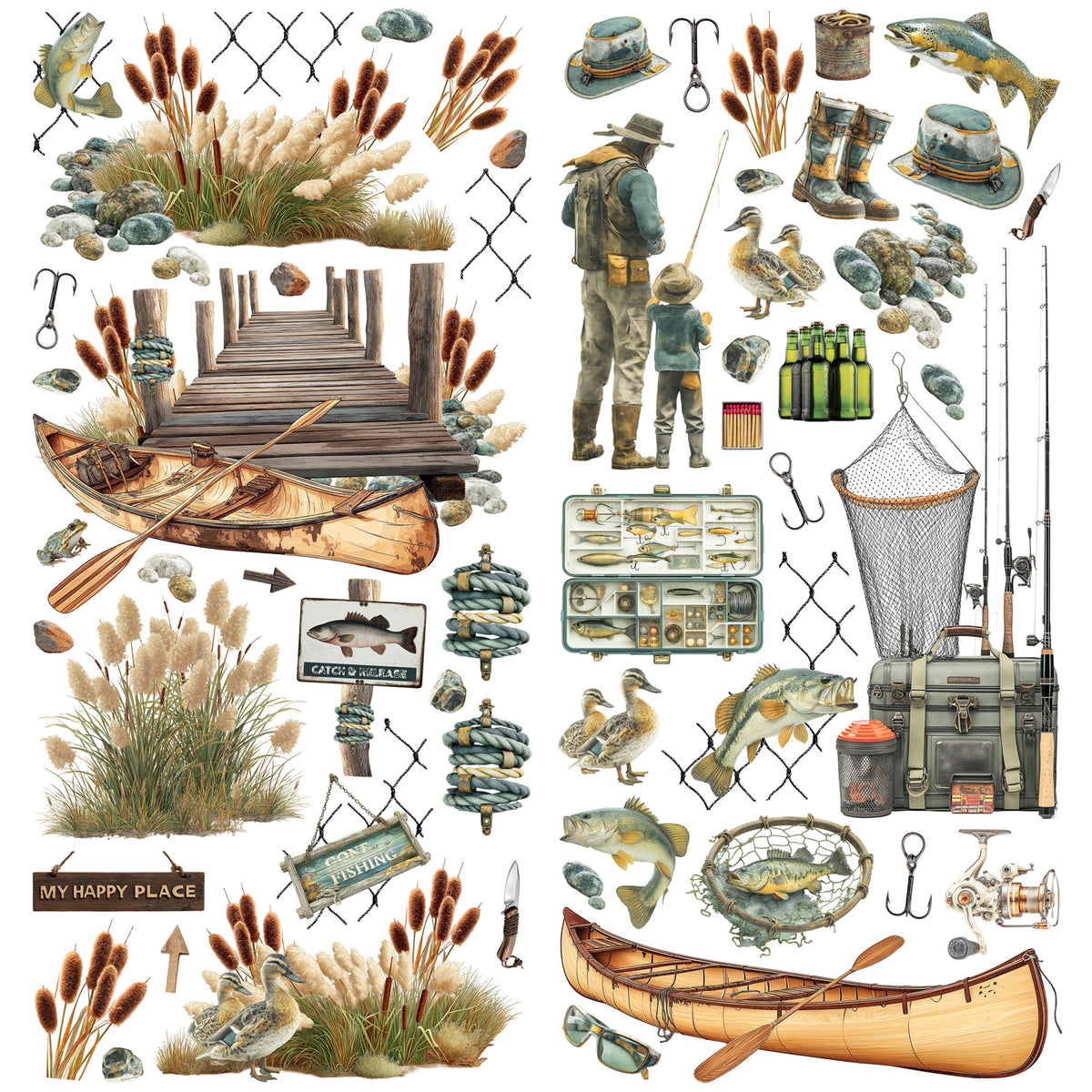 49 And Market Campfire Memories Laser Cut Fishing Elements