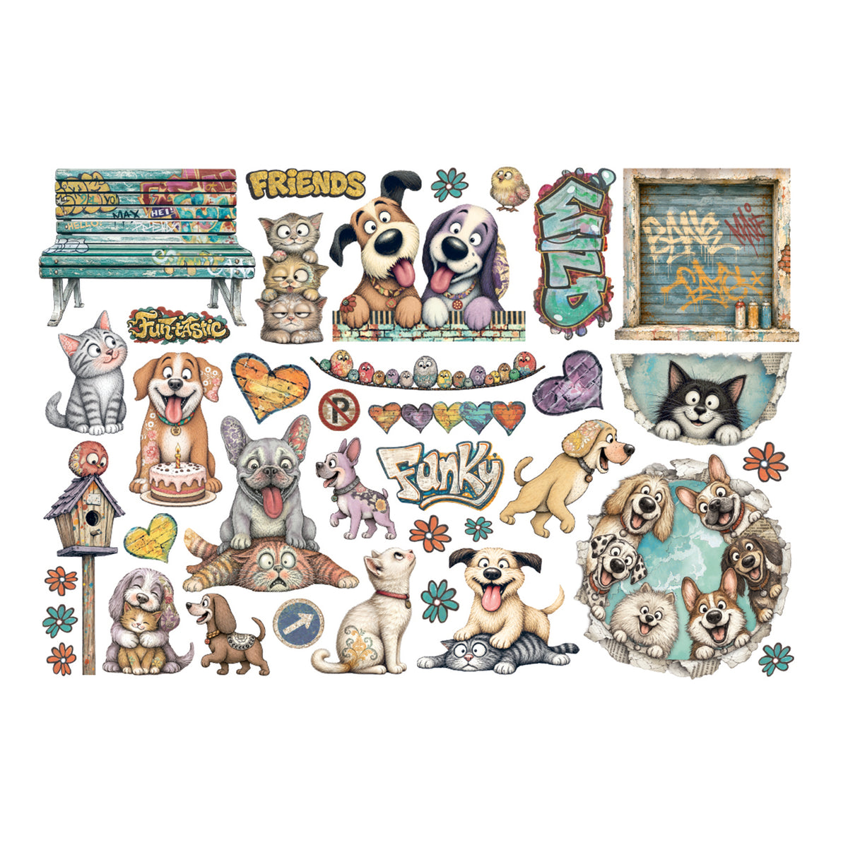 Stamperia Furry Friends 2 Ephemera by Antonis Tzanidakis