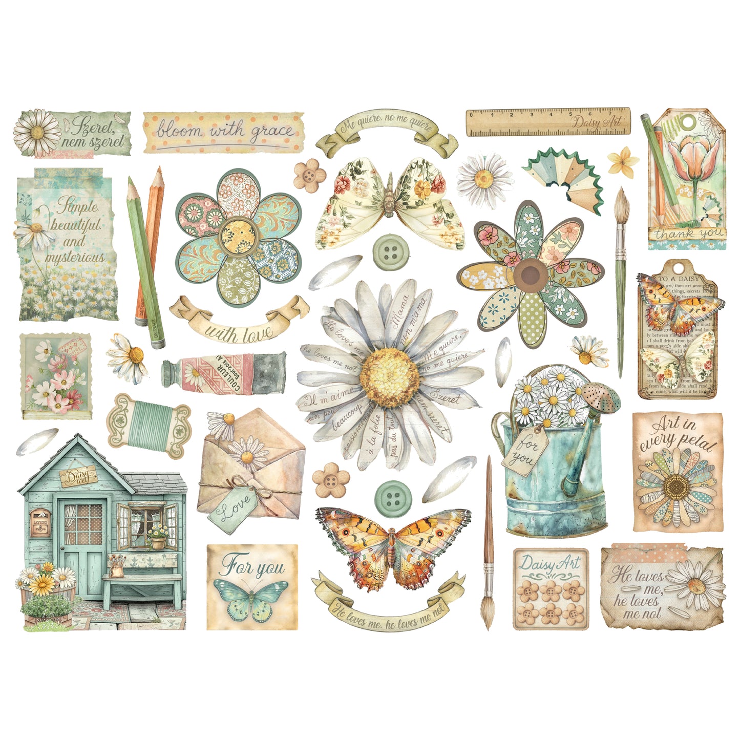 Stamperia Daisy Art Die Cuts Assorted (40pcs)