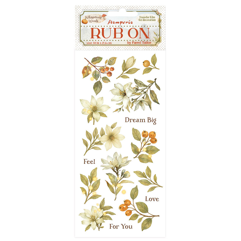 Stamperia Whispering Woods Rub-On 4x8,5 Inch Magnolia