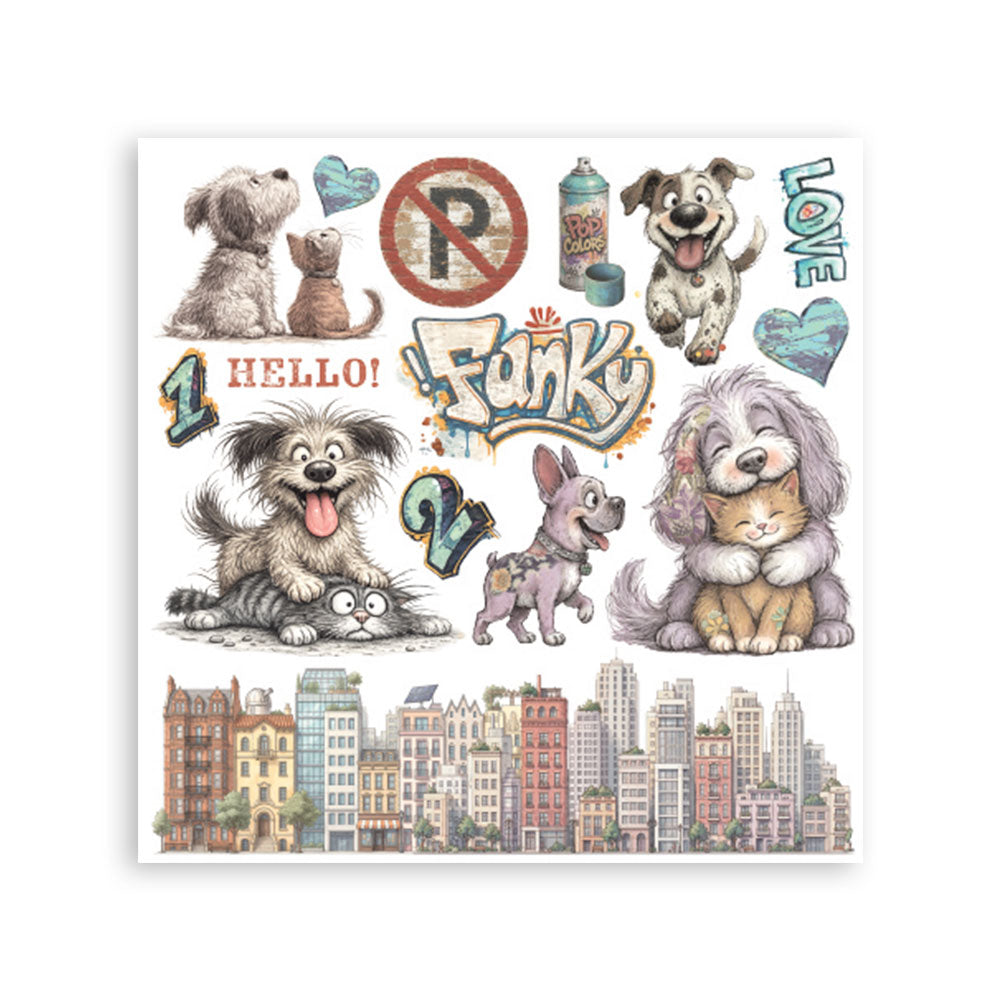 Stamperia Furry Friends 2 Rub-On 15,5x15x5cm Assortment (6pcs) by Antonis Tzanidakis Preorder*