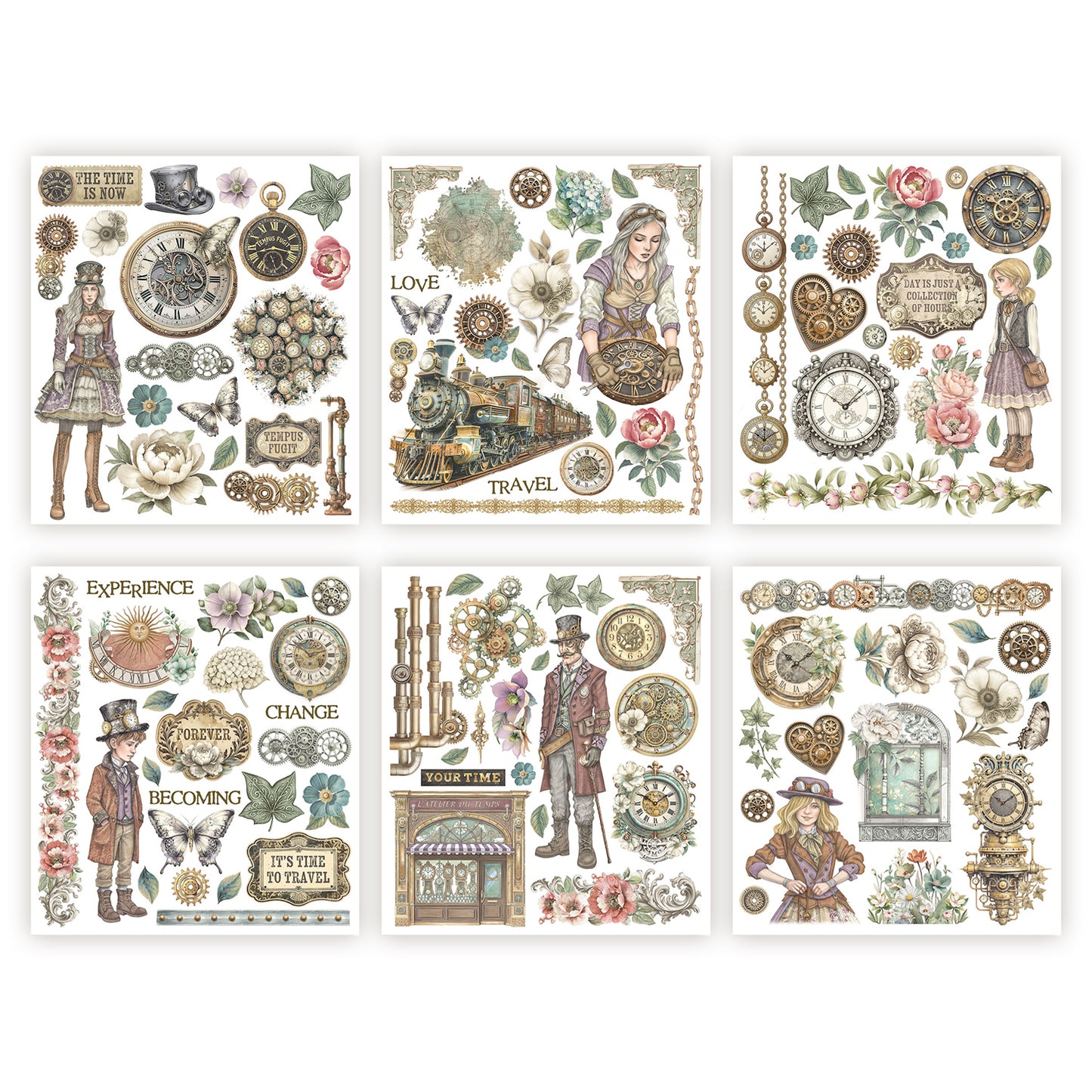 Stamperia Gardens of Time Rub-On 20,5x23cm Assortment (6pcs) (DFLRBXG04)