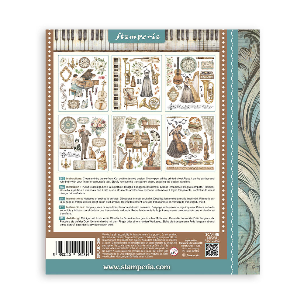 Stamperia Symphony Rub-On 20,5x23cm Assortment (6pcs) by Sara Alcobendas