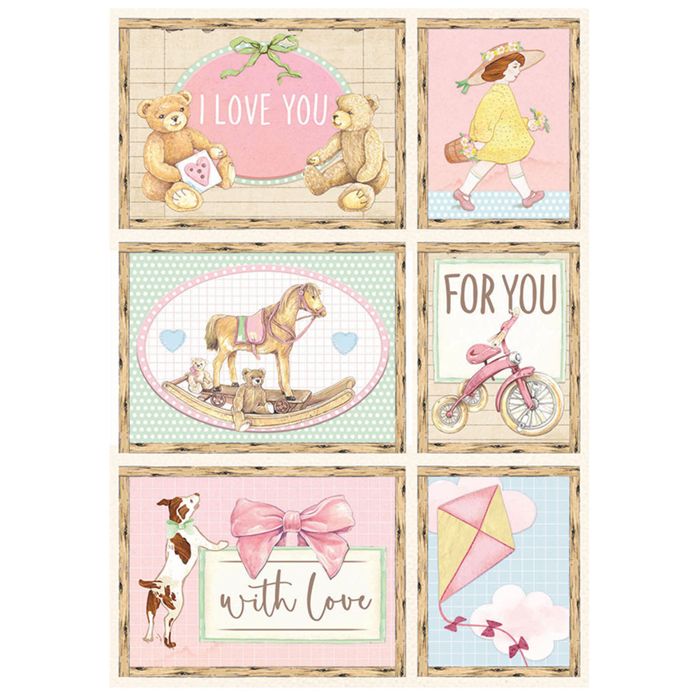 Stamperia A4 Rice Paper DayDream Cards Pink