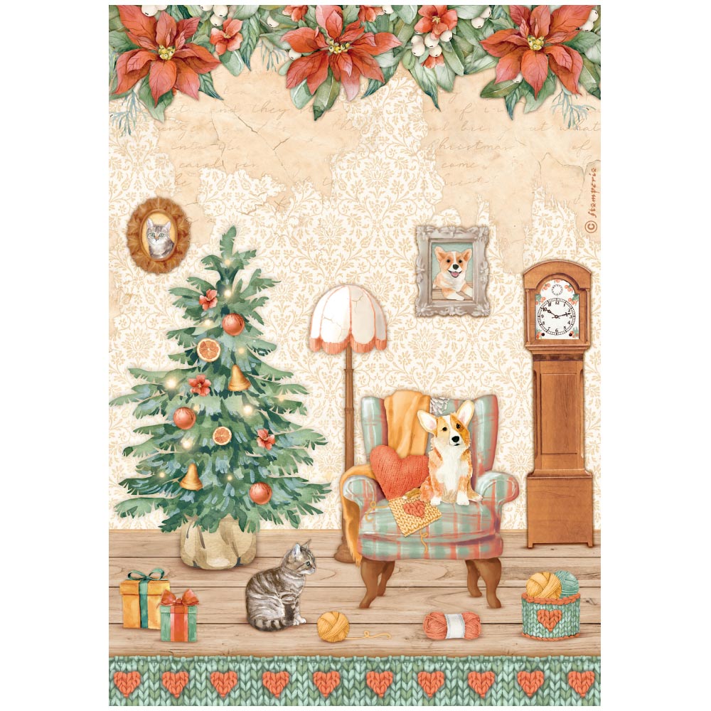 Stamperia A4 Rice Paper All Around Christmas Sweet Room