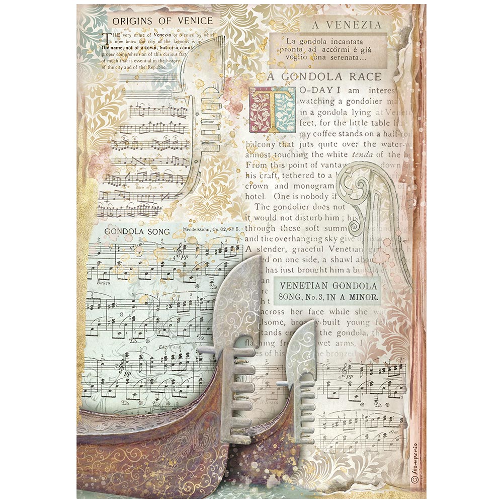Stamperia Venice City of Art A4 Rice Paper Selection (6pcs)
