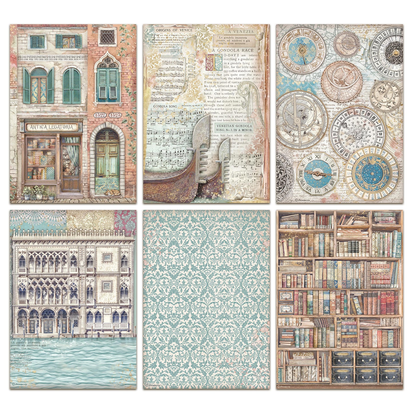 Stamperia Venice City of Art A4 Rice Paper Selection (6pcs)