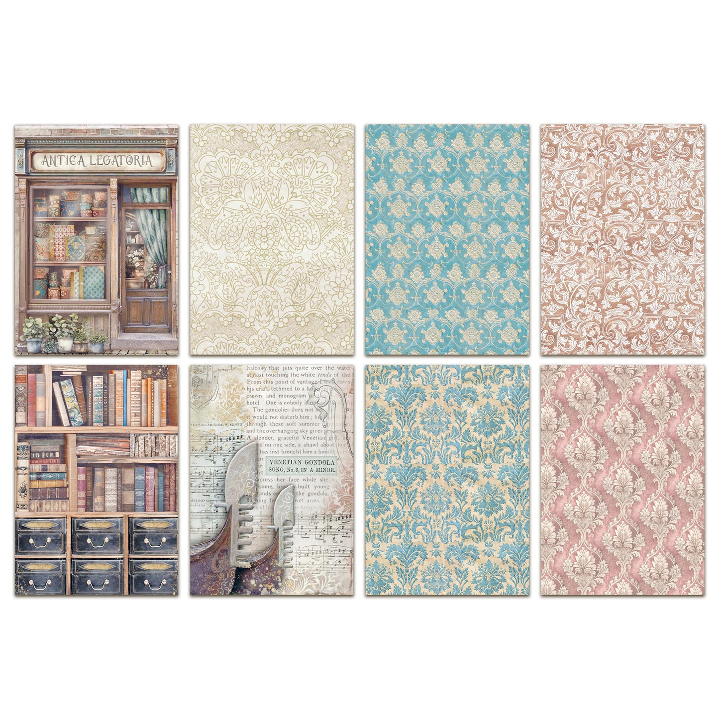 Stamperia Venice City of Art A6 Rice Paper Backgrounds (8pcs)