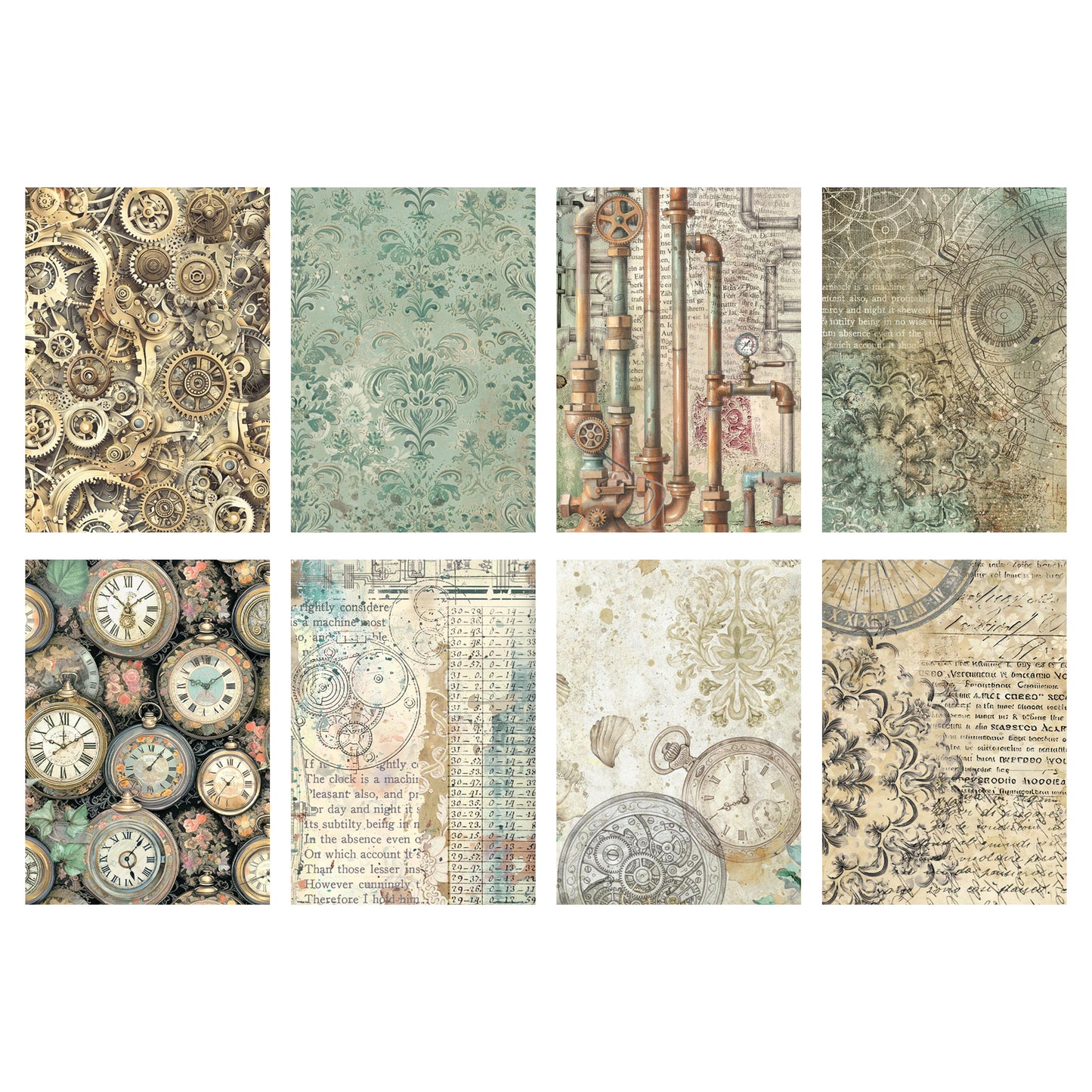 Stamperia Gardens of Time A6 Rice Paper Backgrounds Selection (8pcs) (DFSAK6053)