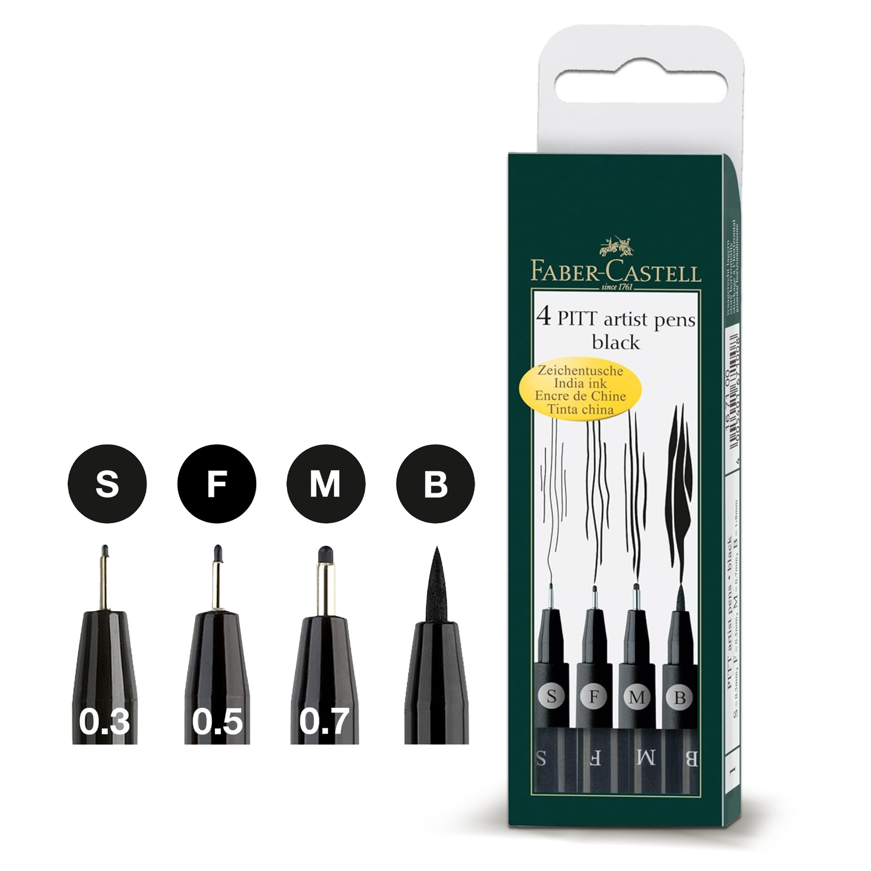 Faber Castell Drawing Pen Pitt Artist Set 4x Black – AALL Create