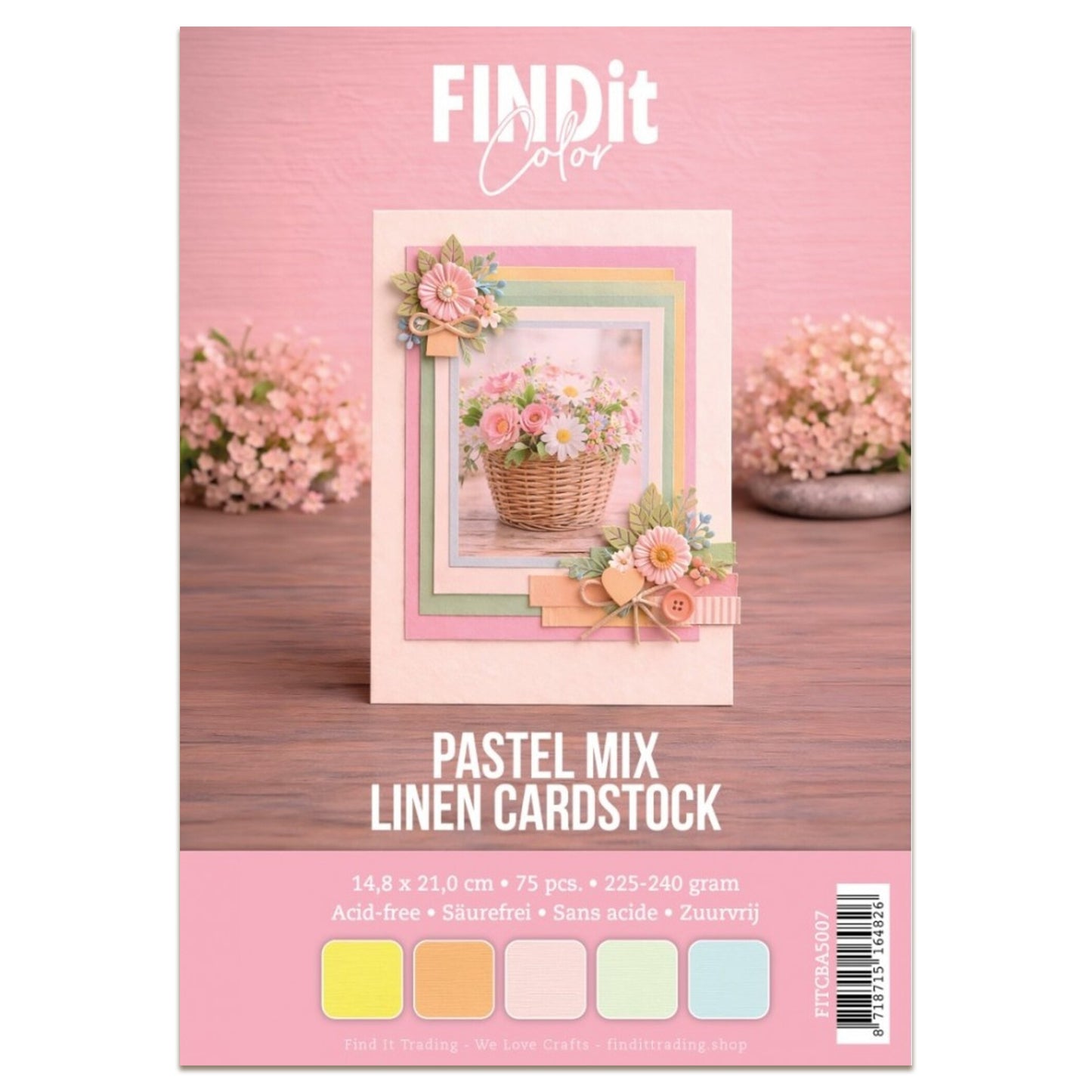 Find It Linen Cardstock A5 Pastel Mix (75pcs)