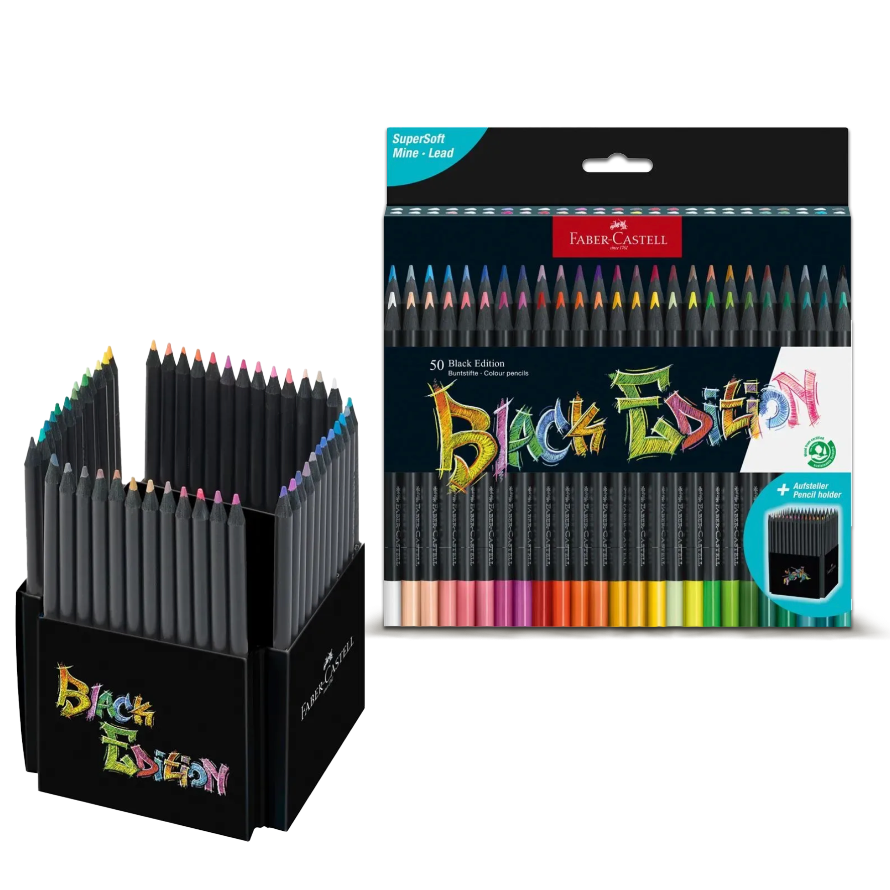 Faber-Castell 112603 - Matita Colorata Artista Nero - Media Durezza - Ideale Per Contorni E Dettagli