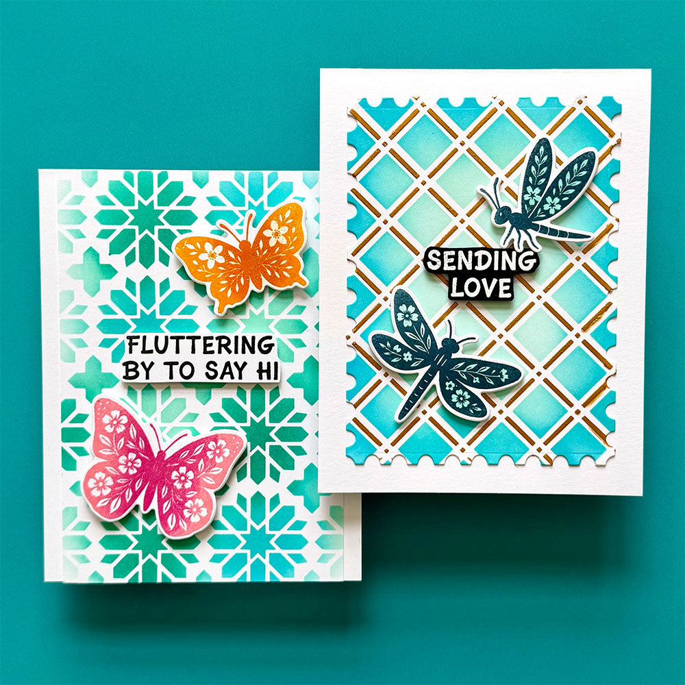 Ranger Simon Hurley create. Photopolymer Stamps (6" x 9") Blooming Butterflies