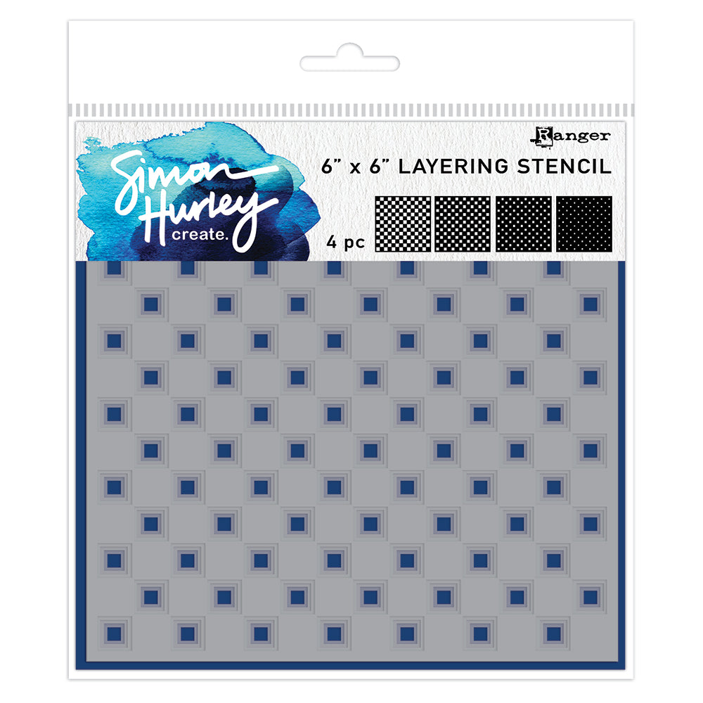 Ranger Simon Hurley create. Layering Stencil - Checkered (4 pieces)