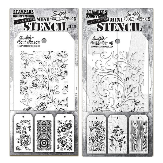 Stampers Anonymous Tim Holtz Layering Mini Stencil Bundle