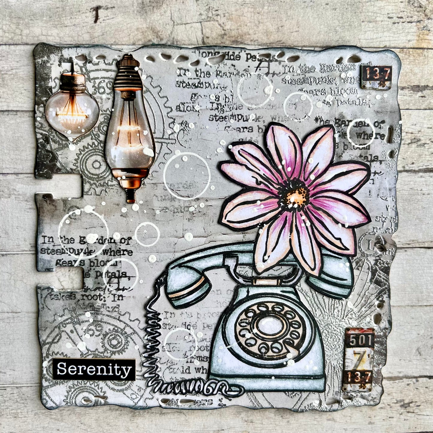 3 x A7 Stamps - Edison Glow, Garden Gears & Retro Scripts