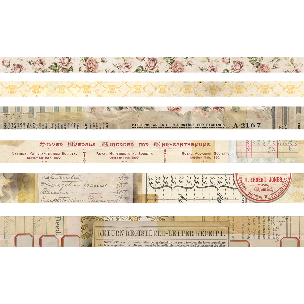 Idea-ology Tim Holtz Design Tape 6 Pcs - Remnants