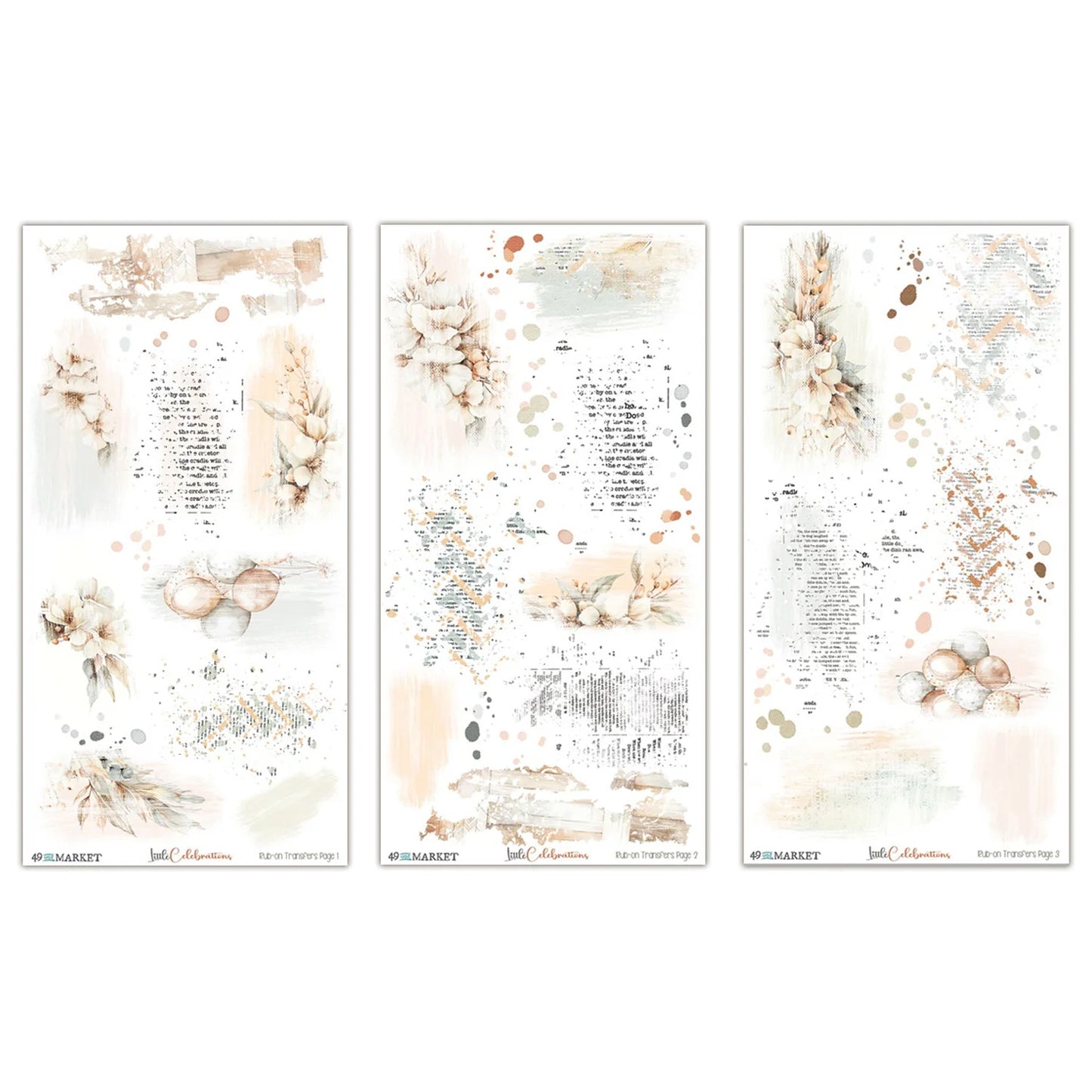 49 and Market Little Celebrations 6×12" Rub-on Texture Transfer Set