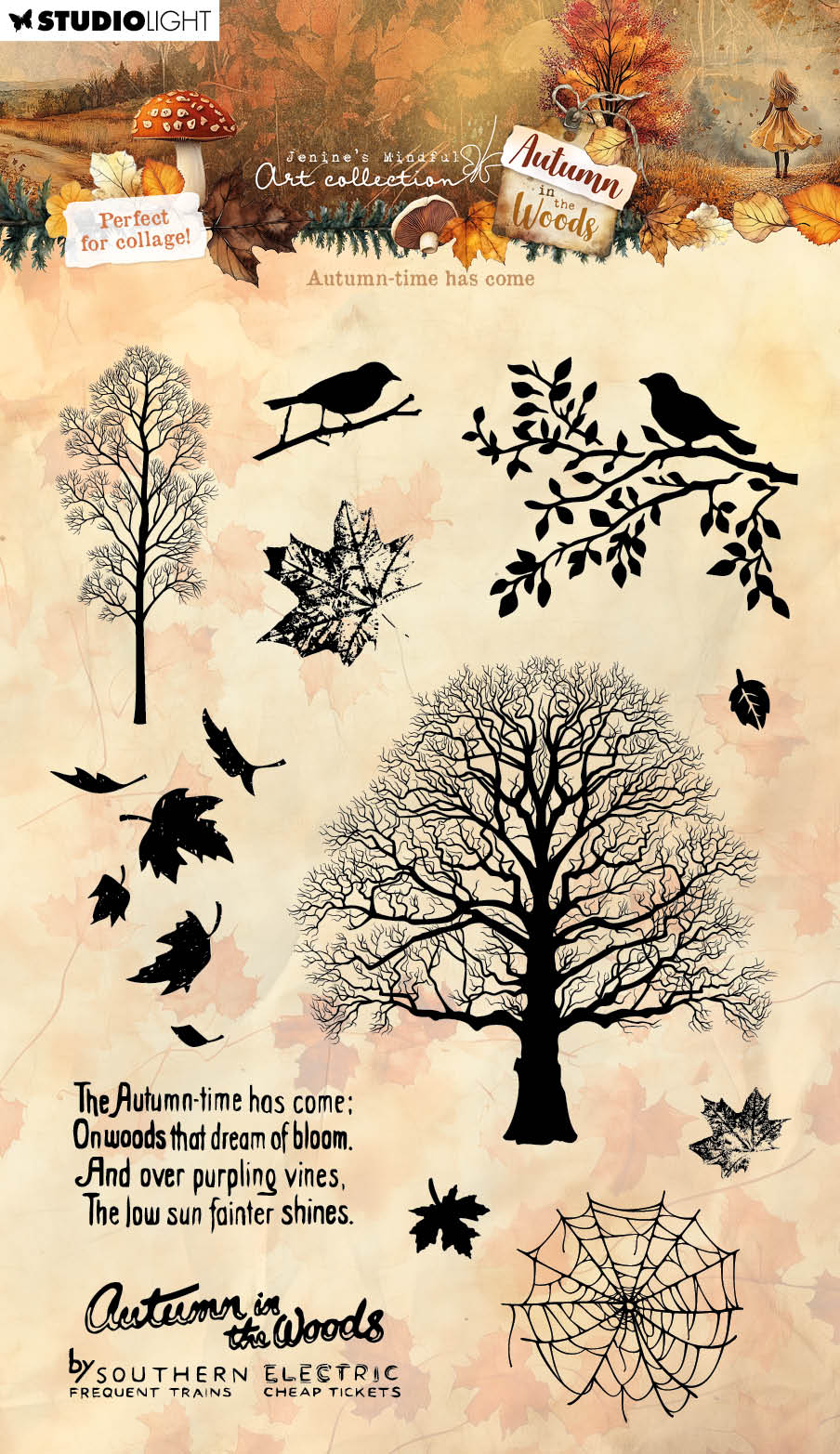 Studio Light Jenine's Mindful Art - Autumn In The Woods - Clear Stamps Autumn Time Has Come
