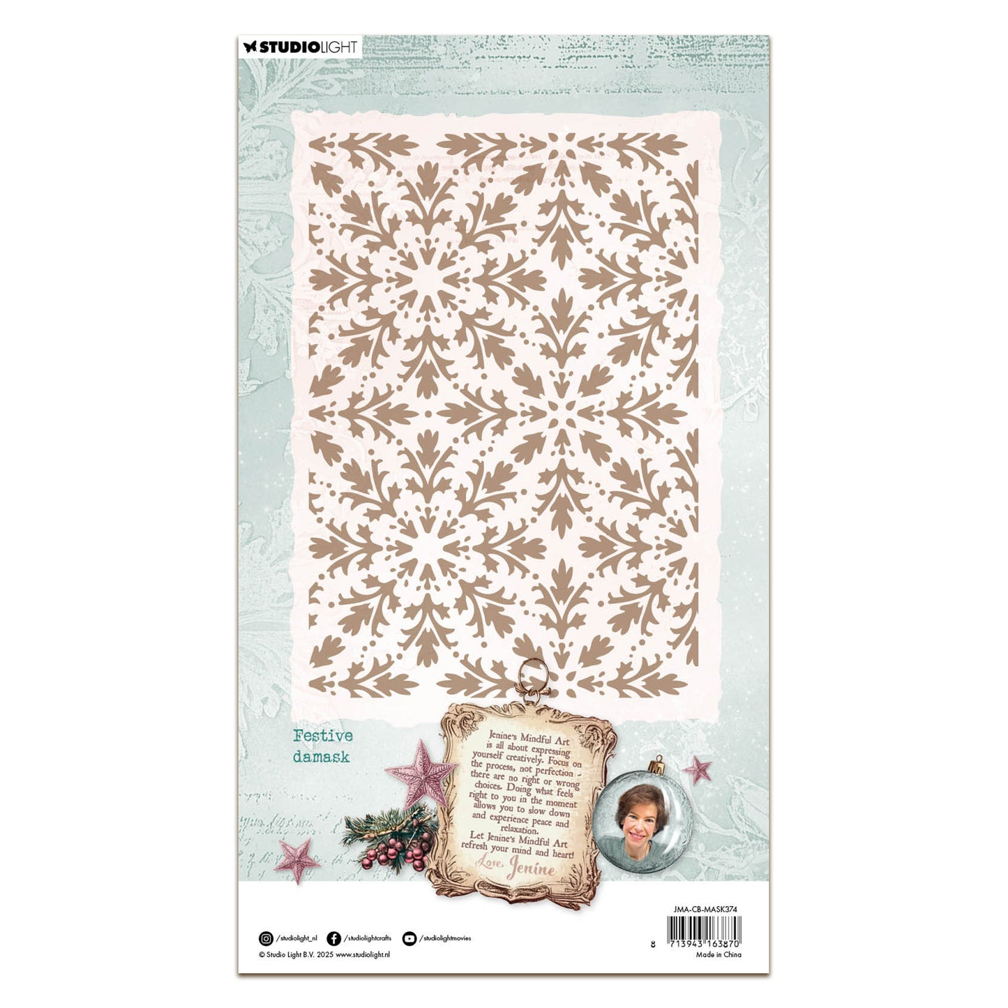 Studio Light Jenine's Mindful Art Christmas Blush - Mask Festive Damask