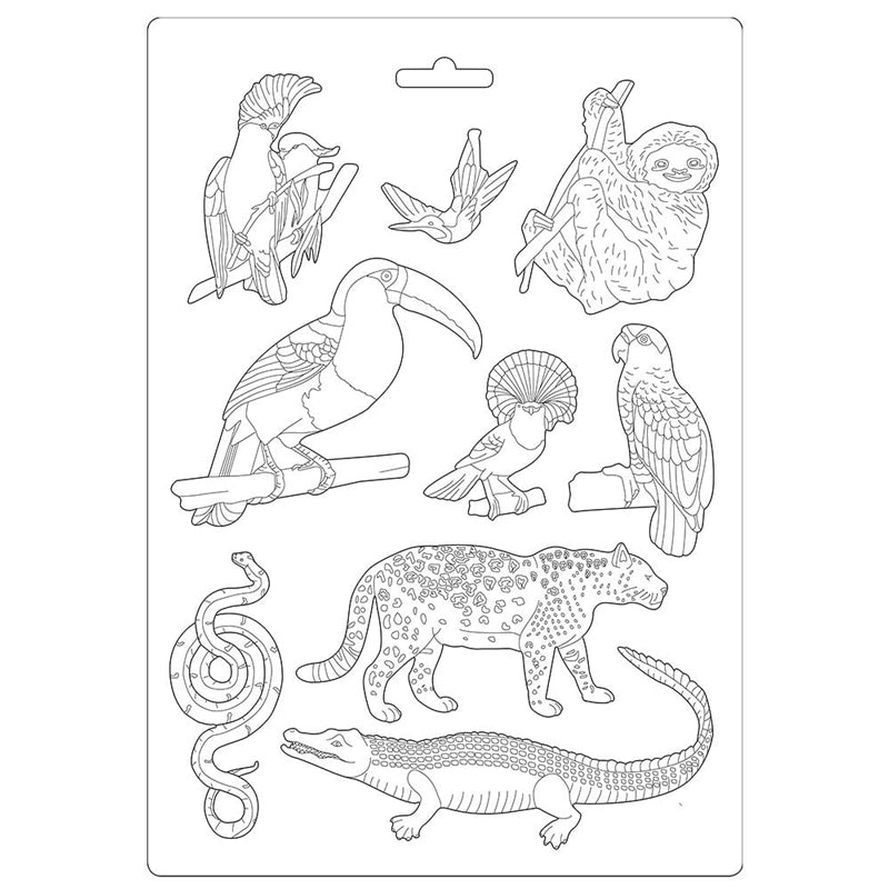 Stamperia Soft Mould A4 Amazonia Animals