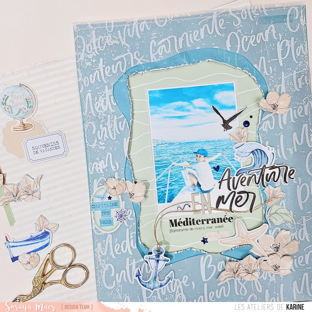 Les Ateliers De Karine Southern Culture - Pack of 6 Printed Papers + 1 Acetate