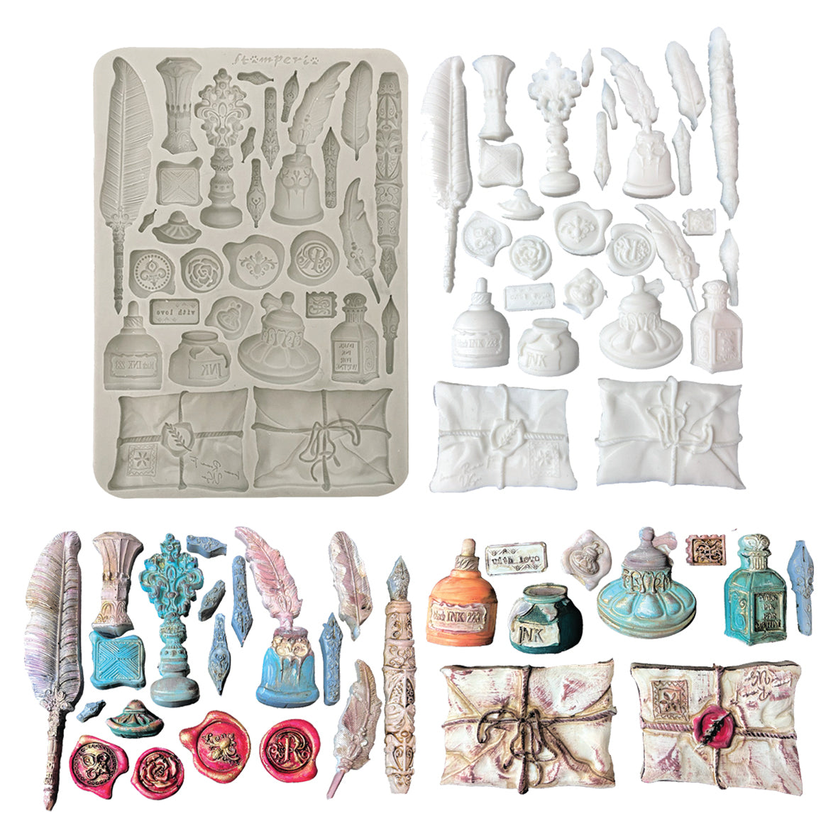 Stamperia Flowers and Poems A5 Silicon Mould Callygraphy