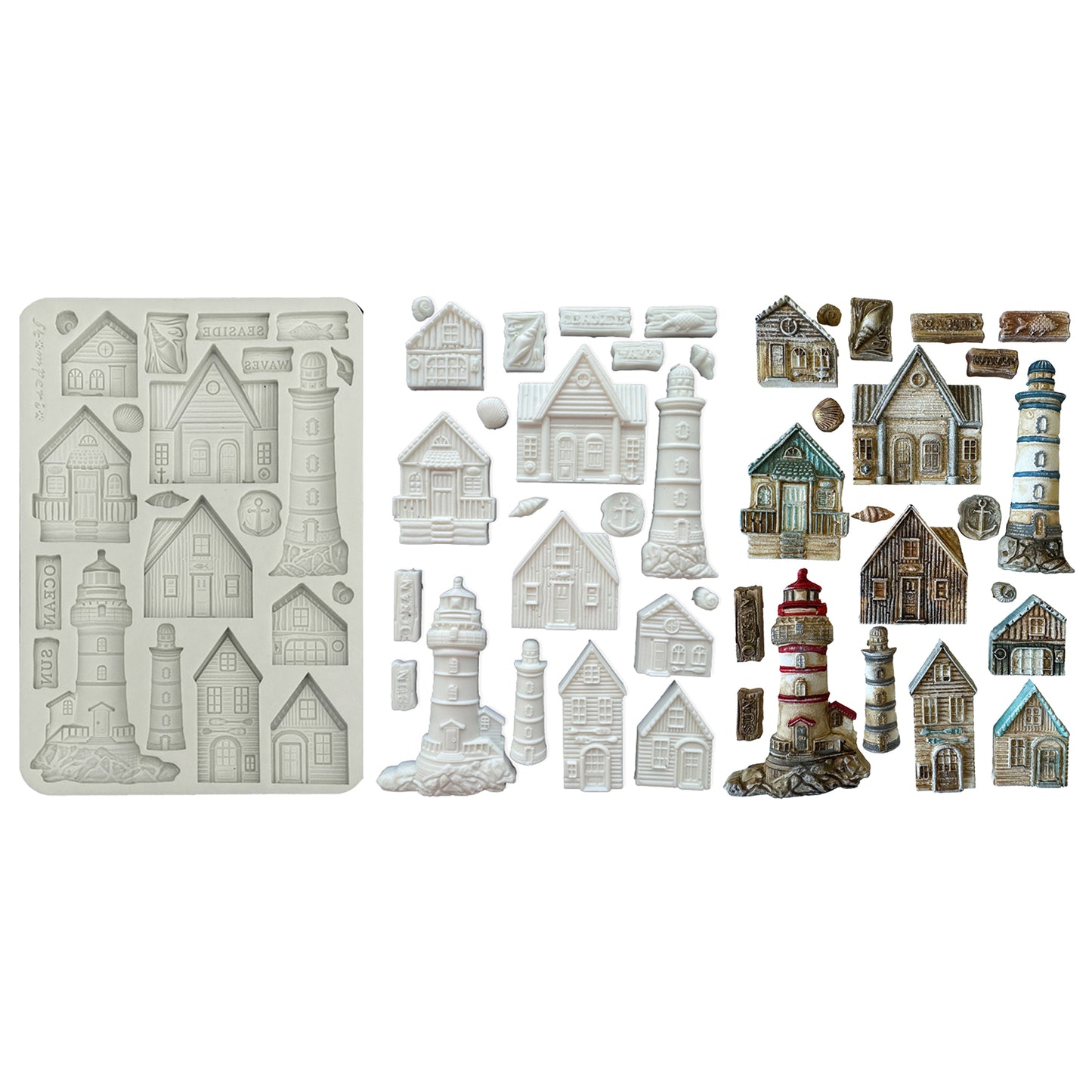 Stamperia Silent Sea A5 Silicon Mould Houses and Lighthouse