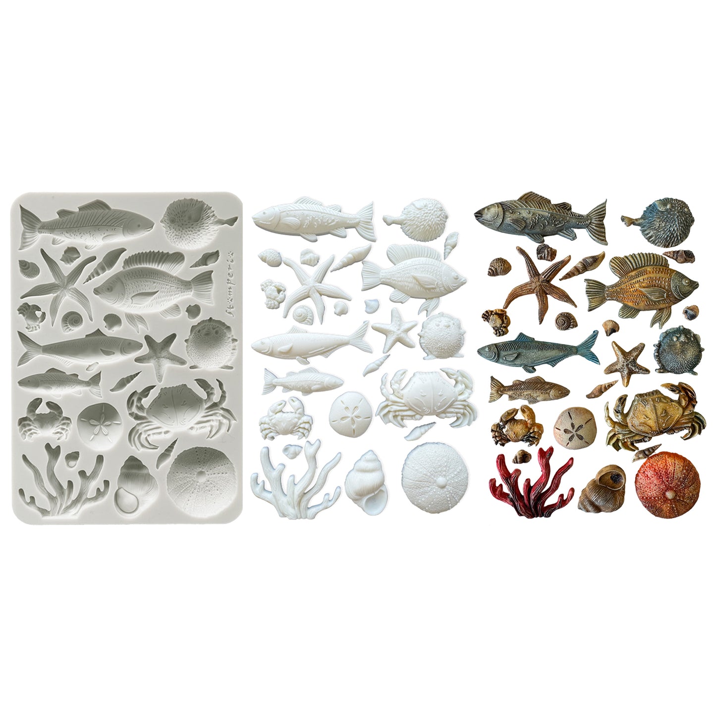 Stamperia Silent Sea A5 Silicon Mold Shells and Fish