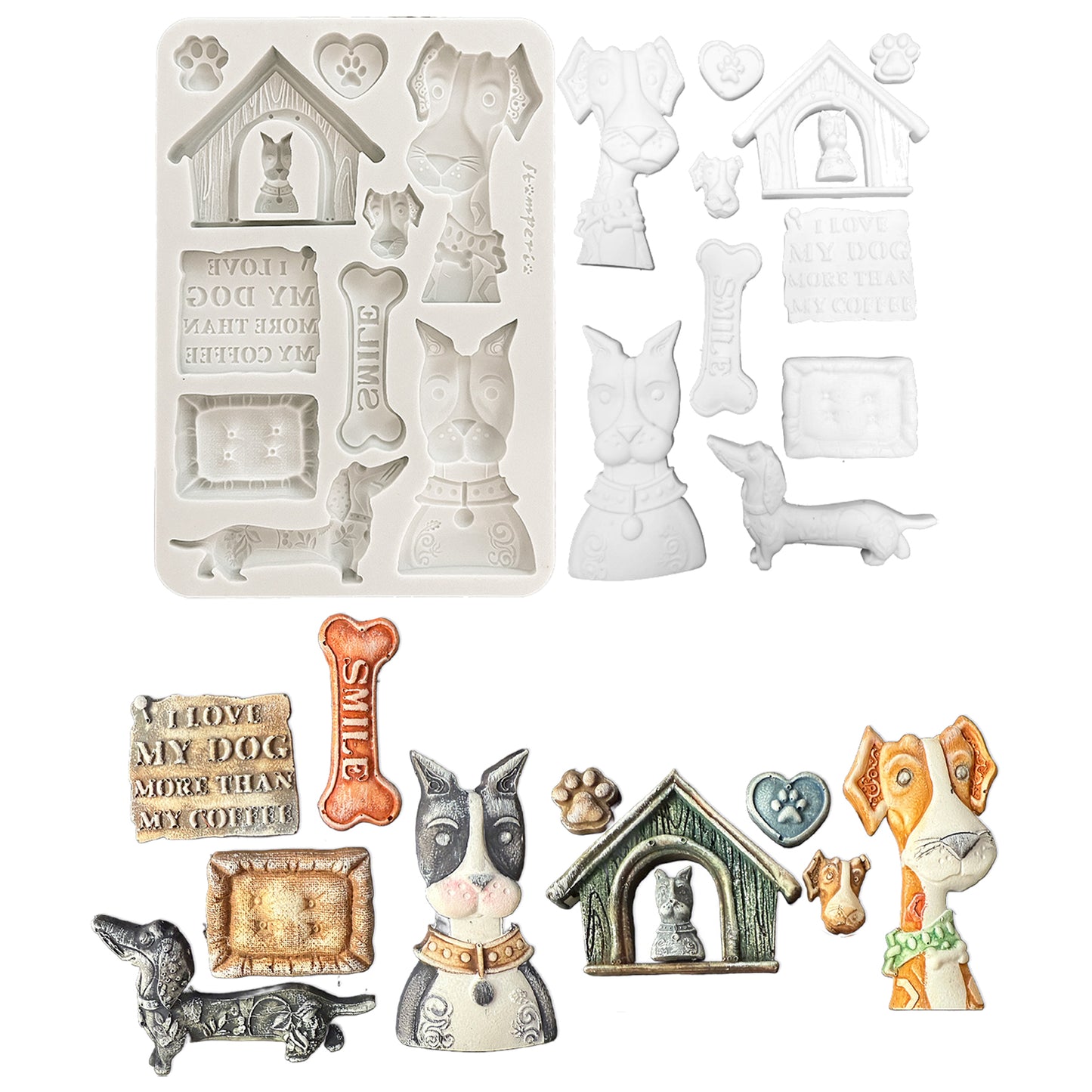 Stamperia Furry Friends A5 Silicon Mould I Love My Dog