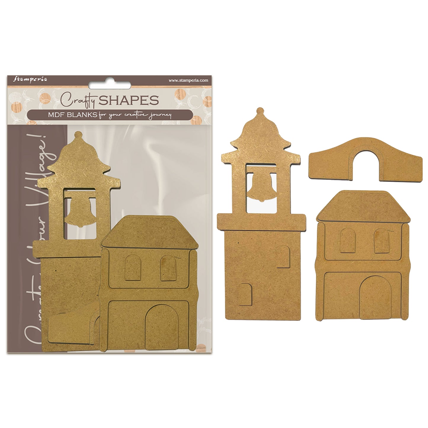Stamperia Silent Sea MDF Crafty Shapes Blanks Silent Sea Bell Tower and Bridge Landscape