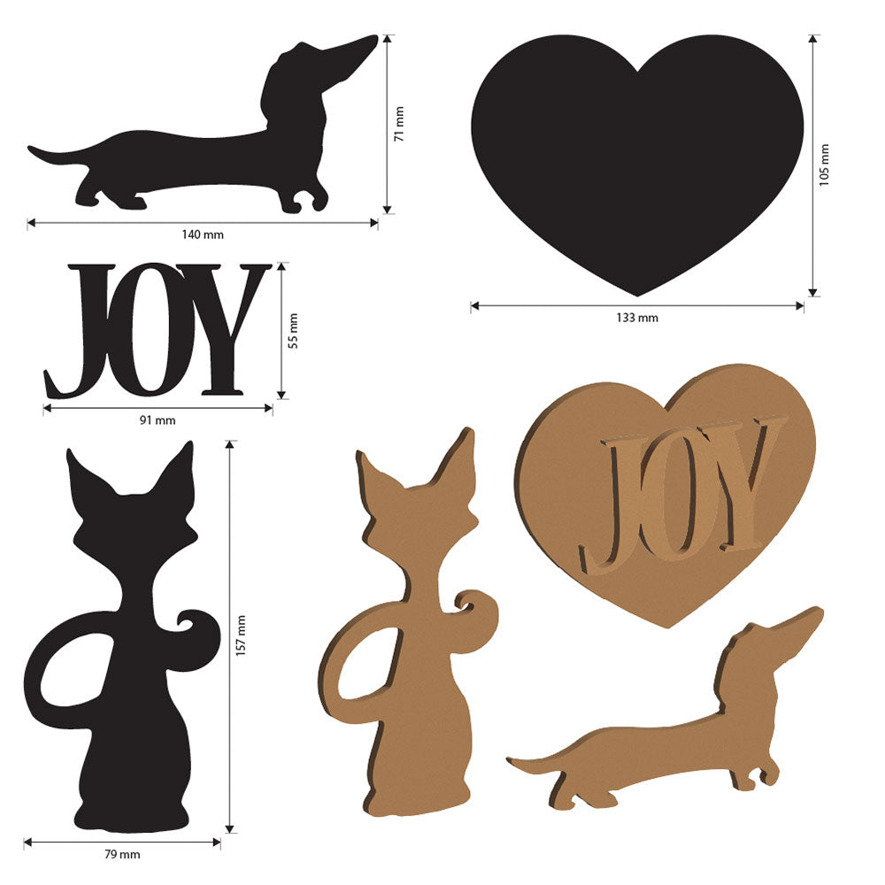 Stamperia Furry Friends MDF Crafty Shapes Blanks Dog and Cat Silhouette