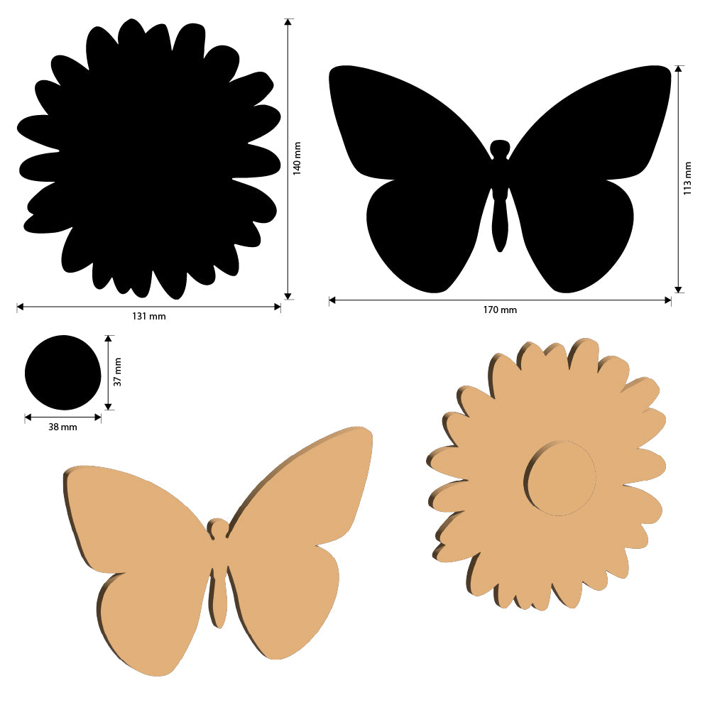 Stamperia Daisy Art MDF Crafty Shapes Blank Daisy and Butterfly