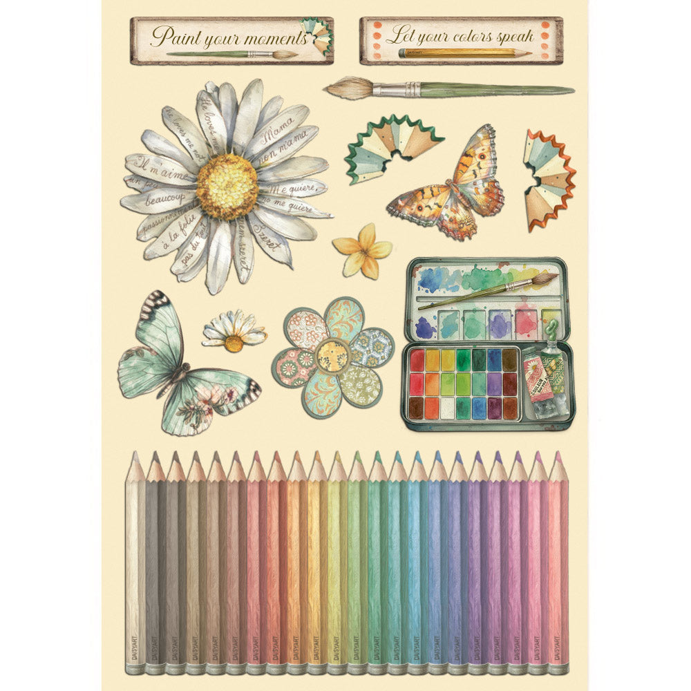 Stamperia Daisy Art A5 Colored Wooden Shape