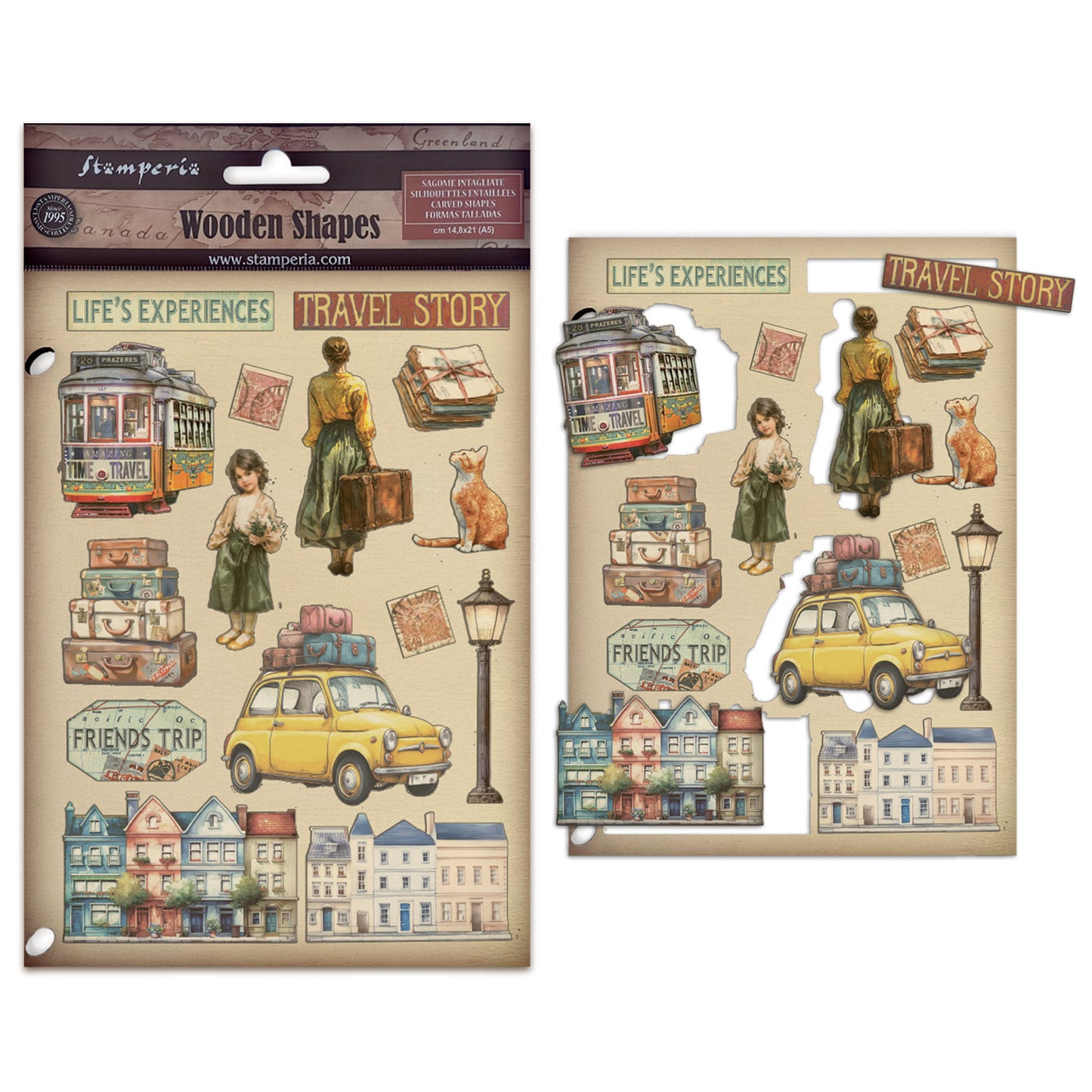 Stamperia Art of Travelling A5 Colored Wooden Shape