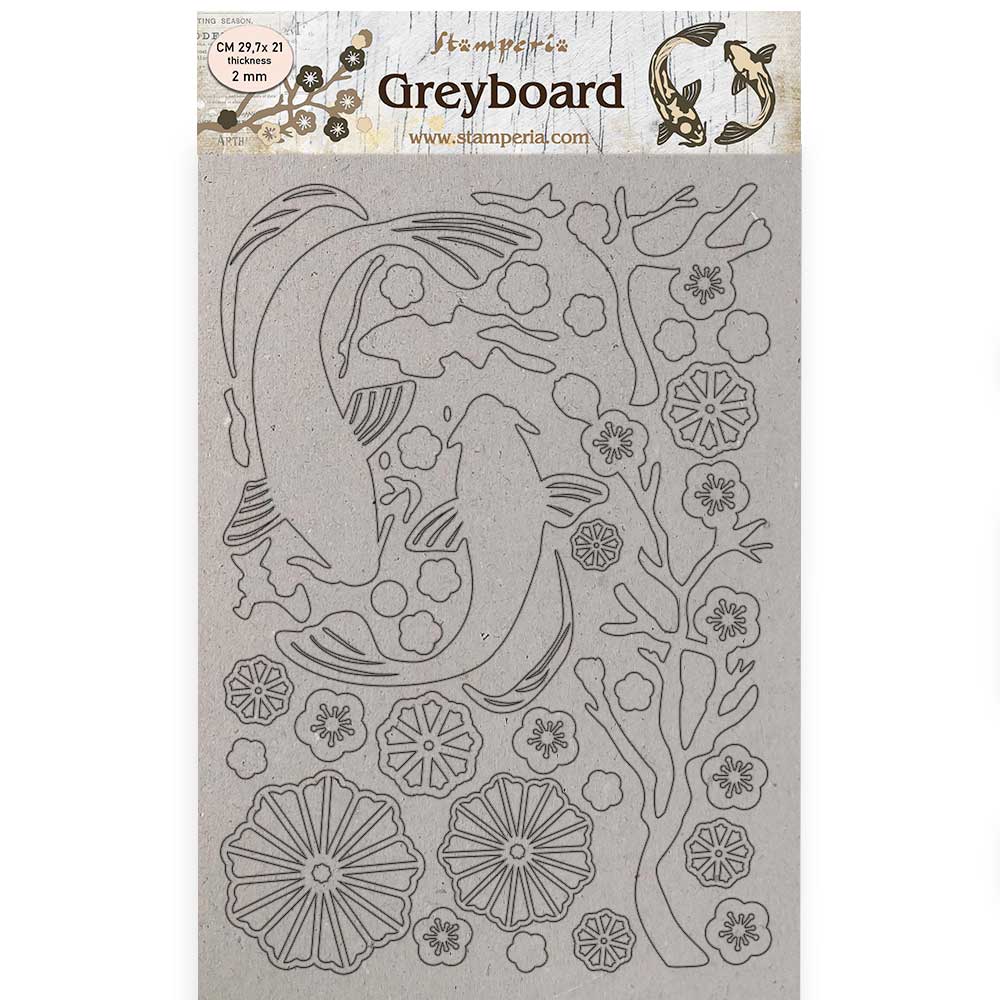 Stamperia A4 Greyboard 2 mm Sir Vagabond In Japan Fish