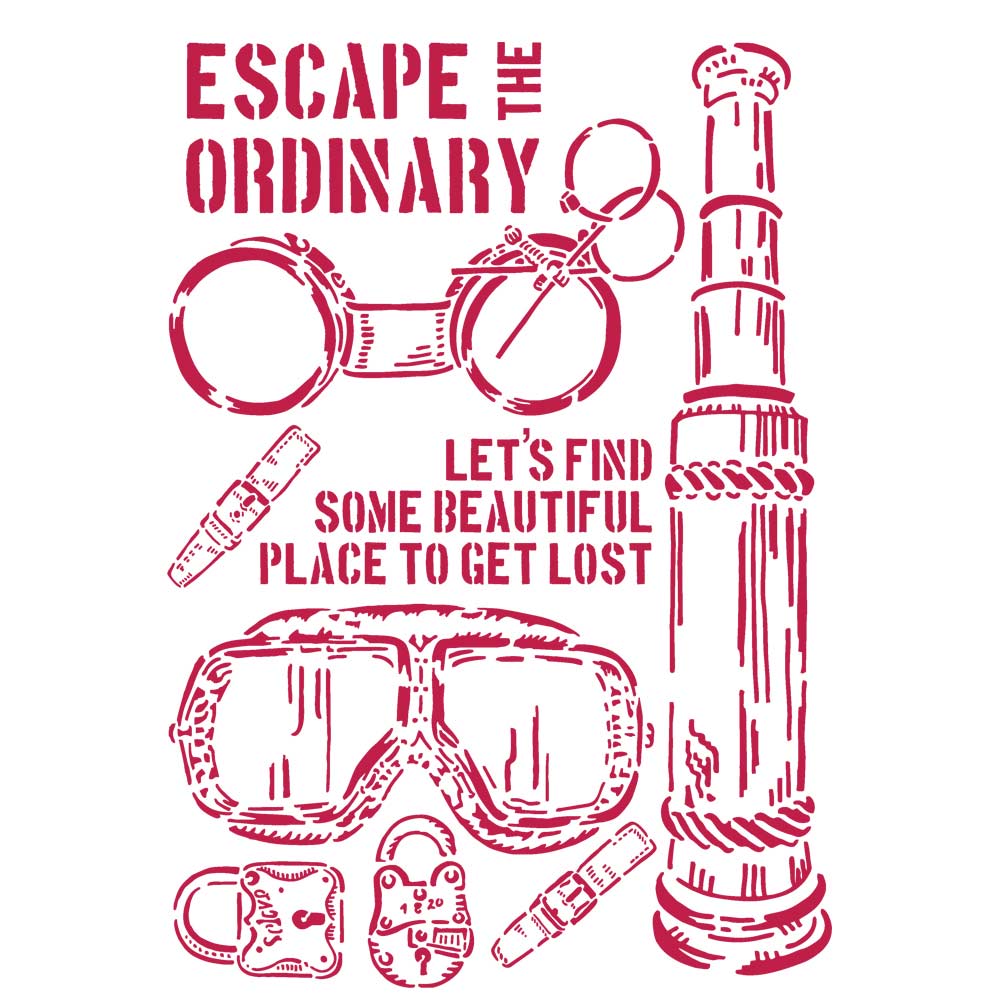 Stamperia 21 x 29.7 cm G Stencil Lady Vagabond Escape The Ordinary