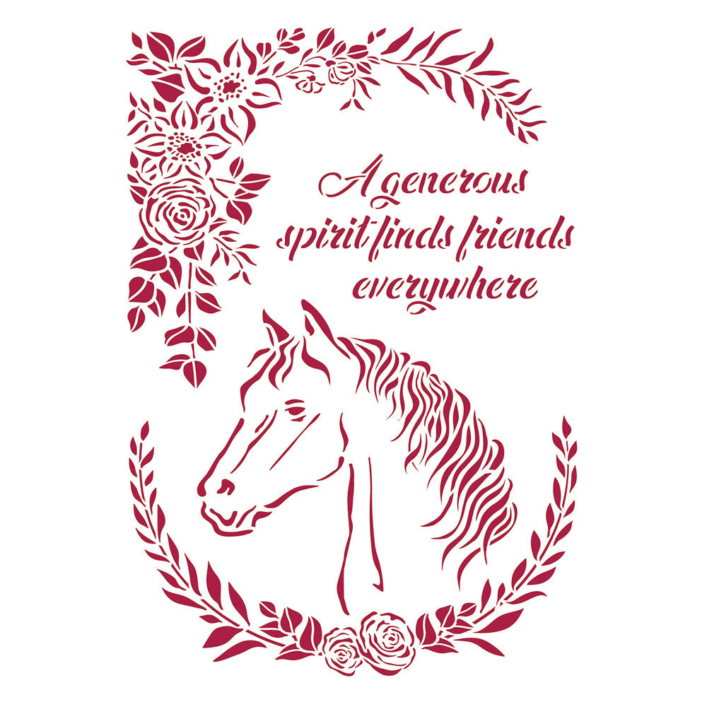 Stamperia 21 x 29.7 cm G Stencil Romantic Horses Horse With Flowers