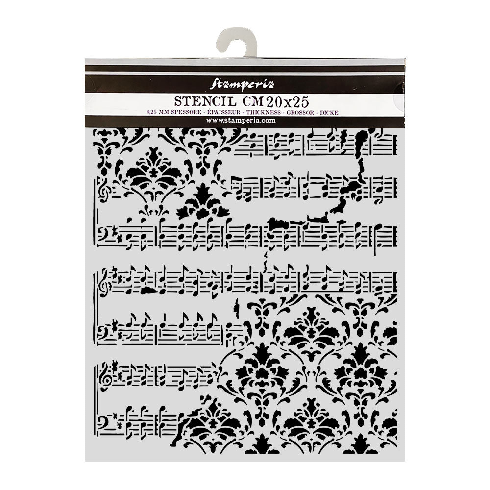 Stamperia Symphony Thick Stencils 20x25cm Ccore and Frize by Sara Alcobendas