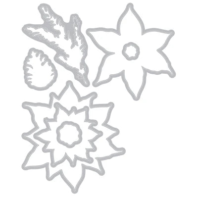 Sizzix Clear Stamps Set 16PK w/10PK Framelits Poinsettia Trio by 49 and Market