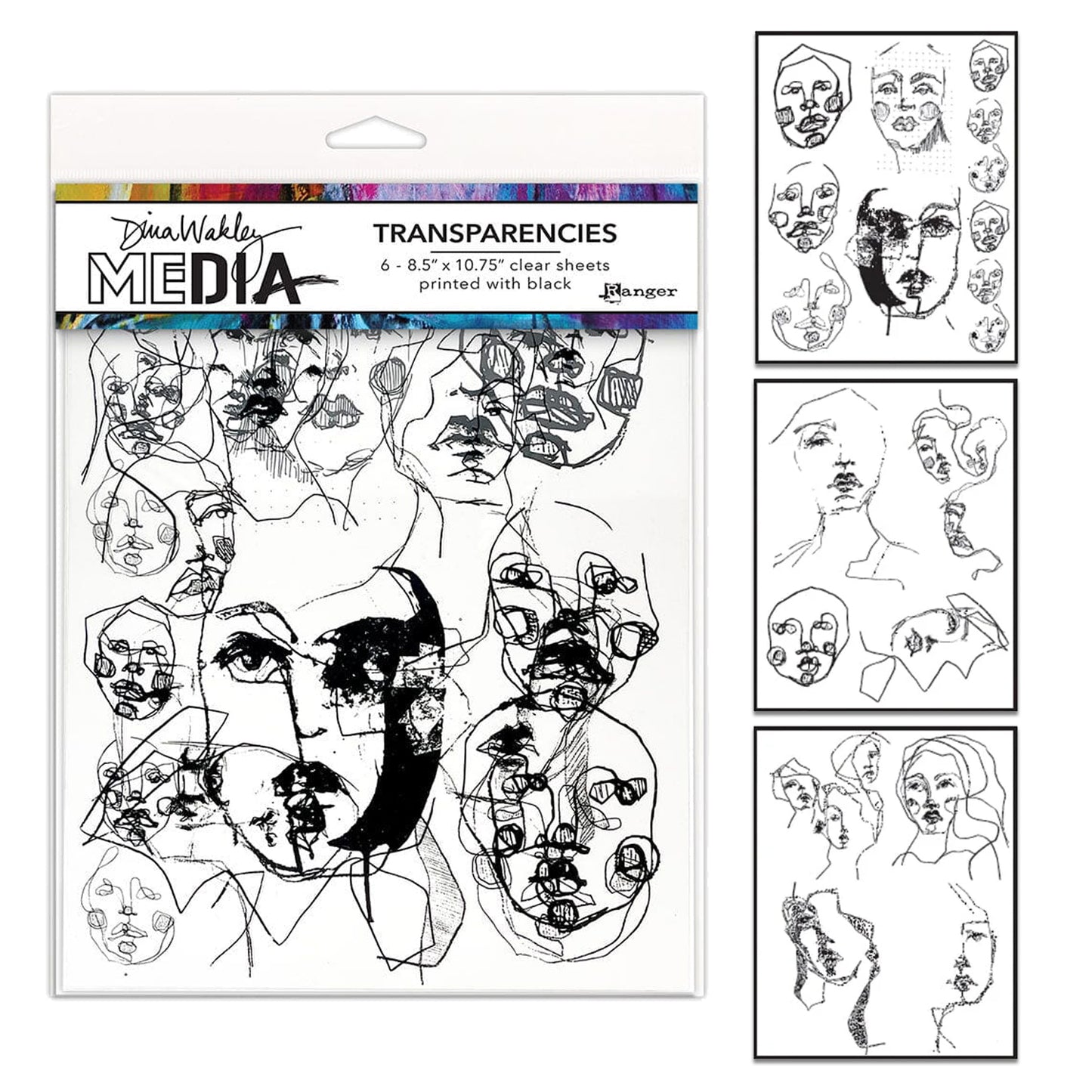Ranger Dina Wakley MEdia Transparencies Abstract Portraits Set 1 (6pcs)