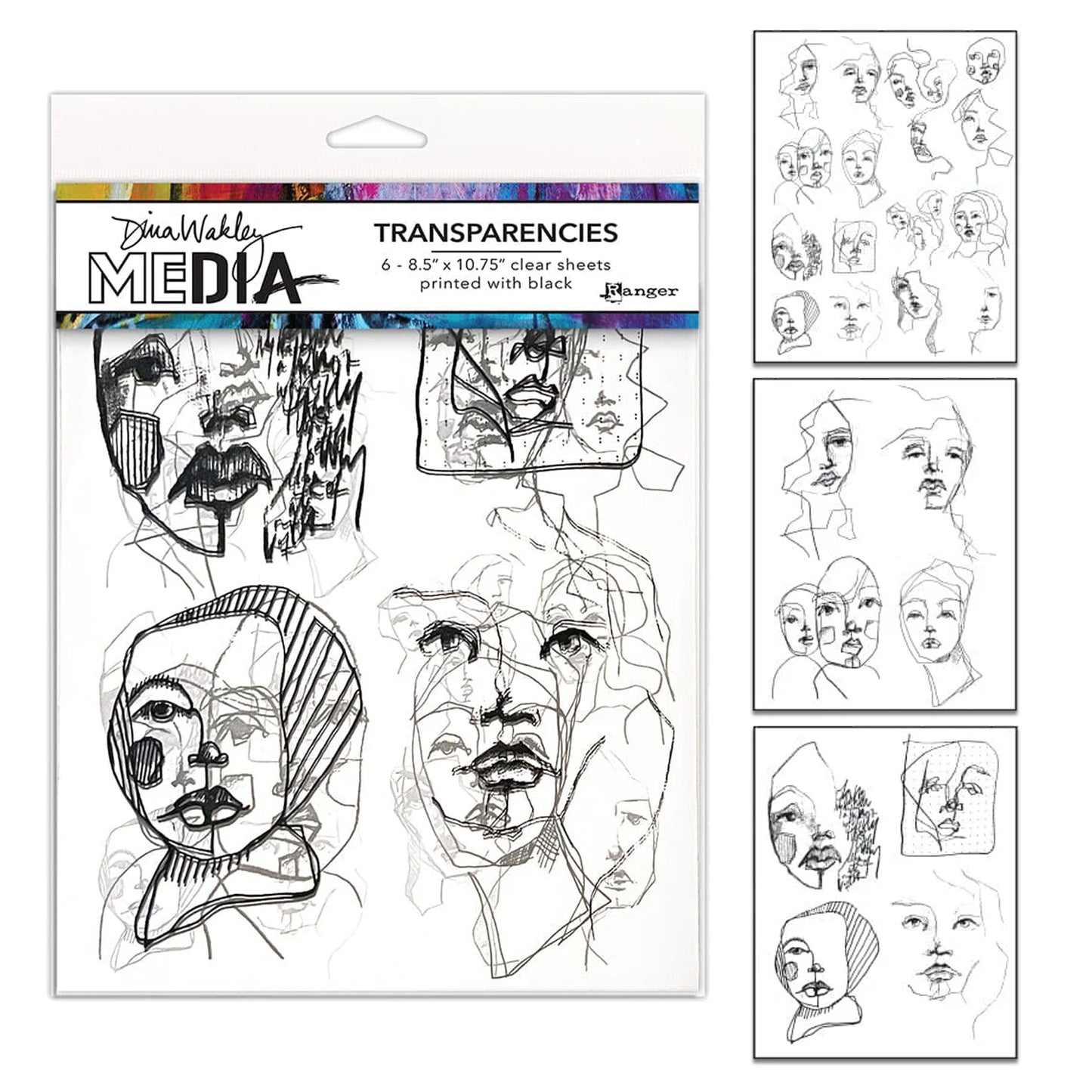 Ranger Dina Wakley MEdia Transparencies Abstract Portraits Set 2 (6pcs)