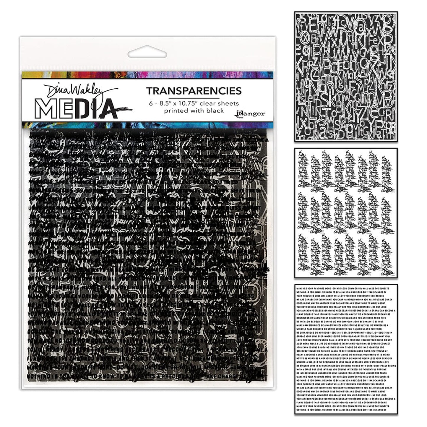 Ranger Dina Wakley MEdia Transparencies Typography Set 1